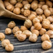 Raw chickpeas in paper bag