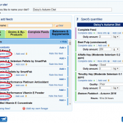 A chart detailing where vitamin E is lacking in a horse's diet and suitable supplements to fix it