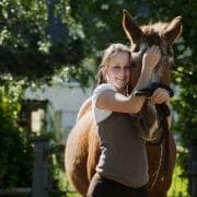Teenage girls at  the Horse Stalls